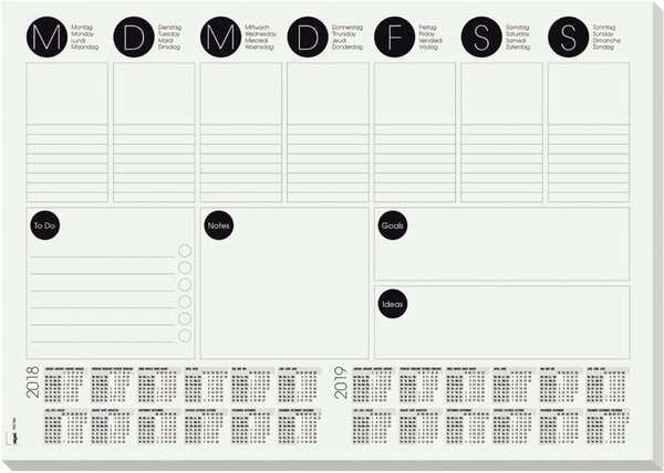 Image SIGEL HO506 Schreibunterlage Wochenplan Schwarz/Weiß (B x H) 420 mm x 297 mm