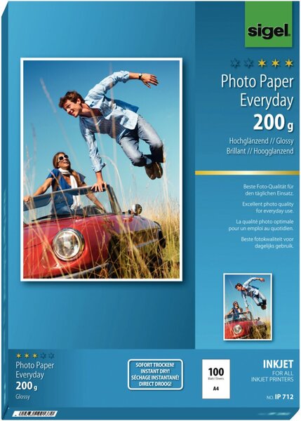 Image SIGEL InkJet Everyday plus Photo Paper IP712 - Fotopapier, glänzend - weiß - A4