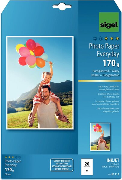 Image SIGEL InkJet Everyday plus Photo Paper IP713 - Fotopapier, glänzend - weiß - A4