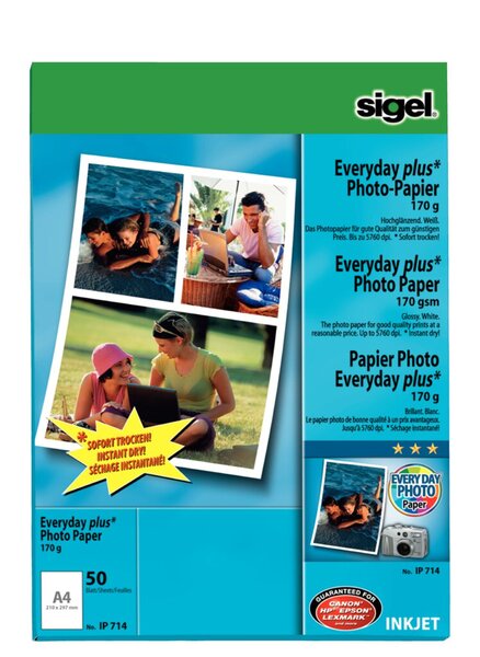 Image SIGEL InkJet Everyday plus Photo Paper IP714 - Fotopapier, glänzend - weiß - A4