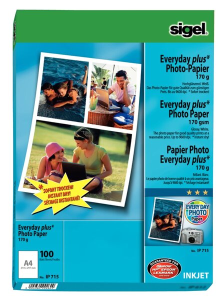 Image SIGEL InkJet Everyday plus Photo Paper IP715 - Fotopapier, glänzend - weiß - A4