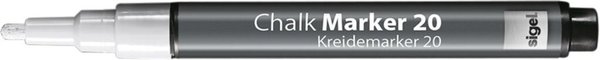 Image SIGEL Kreidemarker 20, Rundspitze 1-2 mm, weiß, 2 Stück GL178