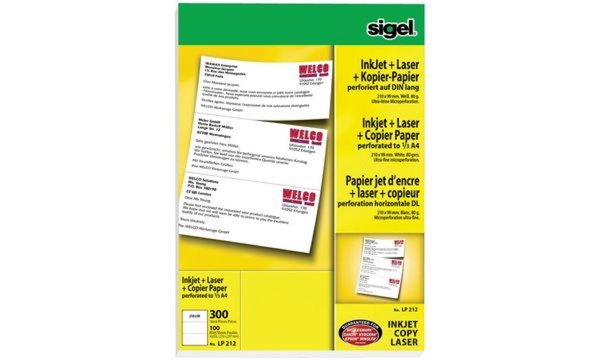 Image SIGEL LP202 - Perforiertes Papier, einfach - weiß - A5 (148 x 210 mm) - 80 g/m2
