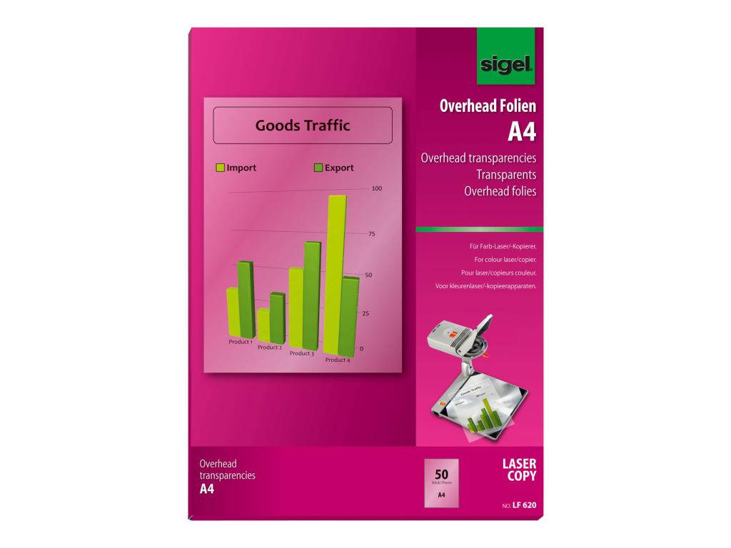 Image SIGEL Laser Overhead-Folie Sigel Farblaser Overhead Folien A4 LF620 DIN A4 Tran