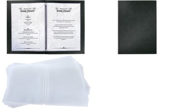 Image SIGEL Speisekarten-Mappe, A4, schwarz, Gummi-Bindung, blanko aus Kunststoff, mi