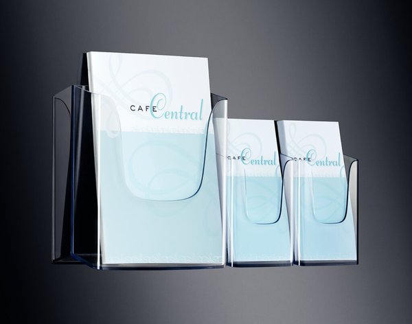 Image SIGEL Wand-Prospekthalter, Acryl, DIN lang, mit 1 Fach glasklar, Fülltiefe: 45 