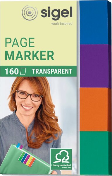 Image Haftmarker transparent 20x50mm 4 Farben mint/orange/violett/türkis