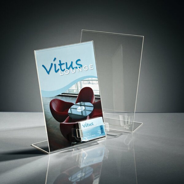Image Tischaufsteller glasklar Acryl A4 hoch,schräg