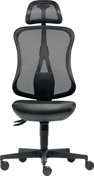 Image Bürodrehstuhl Ergo Mesh schwarz ohne Armlehen, Teppichbodenrollen