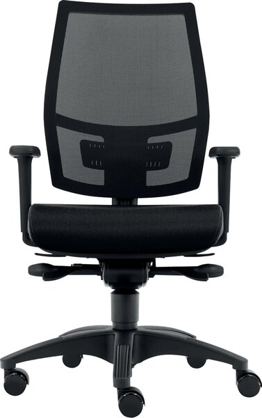 Image Bürodrehstuhl Ergo Mesh schwarz mit 2D Armlehen, Hartbodenrollen