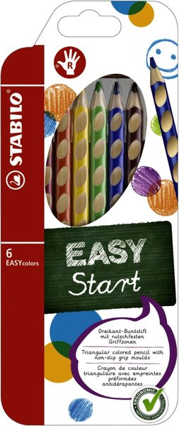 Image STABILO Buntstifte EASYcolors, für Rechtshänder, 6er Etui aus Karton / Kunststo