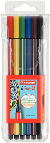 Image STABILO Pen 68 - Mehrfarben - Blau - Grün - Orange - Pink - Rot - Gelb - Tinte 