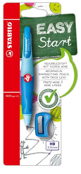 Image STABILO Schreiblernbleistift EASYergo 3.15, blau für Rechtshänder, Schaft: hell