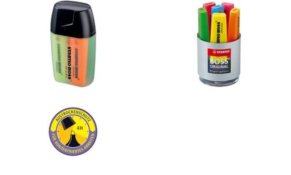 Image STABILO Textmarker BOSS ORIGINAL, 4er BIG BOSS Box Box aus transluzentem Kunsts