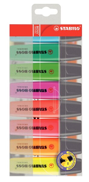 Image STABILO Textmarker BOSS ORIGINAL, 8er PET-Etui Keilspitze, Strichstärke: 2,0 - 