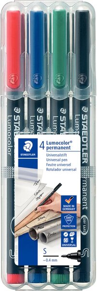 Image STAEDTLER Lumocolor Permanent-Marker 313S, 4er Etui Strichstärke: 0,4 mm (super