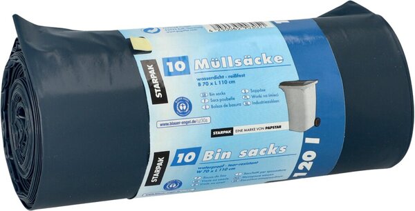 Image STARPAK Müllsäcke LDPE, 120 Liter, blau-schwarz
