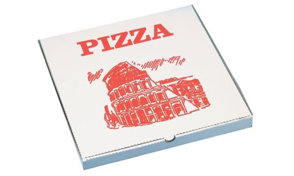 Image STARPAK Pizzakarton eckig, 330 x 33 0 x 30 mm, weiß/rot (6190006)
