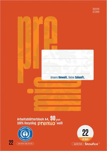 Image Staufen® Arbeitsblock green DIN A4 kariert Lineatur 22