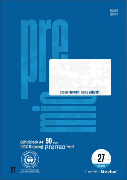 Image Premio Schulblock Lin27 A4 50 Bl 90g Premio Schulblock Lin27