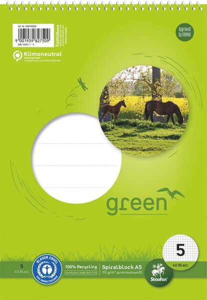 Image Premio Spiralblock Lin5 A5 40 Blatt 70 g/qm, 5 mm, kariert #040741005