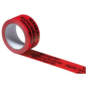 Image SUPRA Warnklebeband Vorsicht! Hochempfindliche Elektrogeräte rot/schwarz 50,0 mm x 66,0 m 1 Rolle