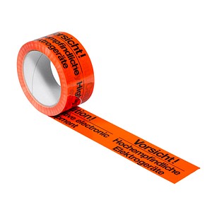 Image SUPRA Warnklebeband Vorsicht! Hochempfindliche Elektrogeräte leuchtorange 50,0 mm x 66,0 m 1 Rolle