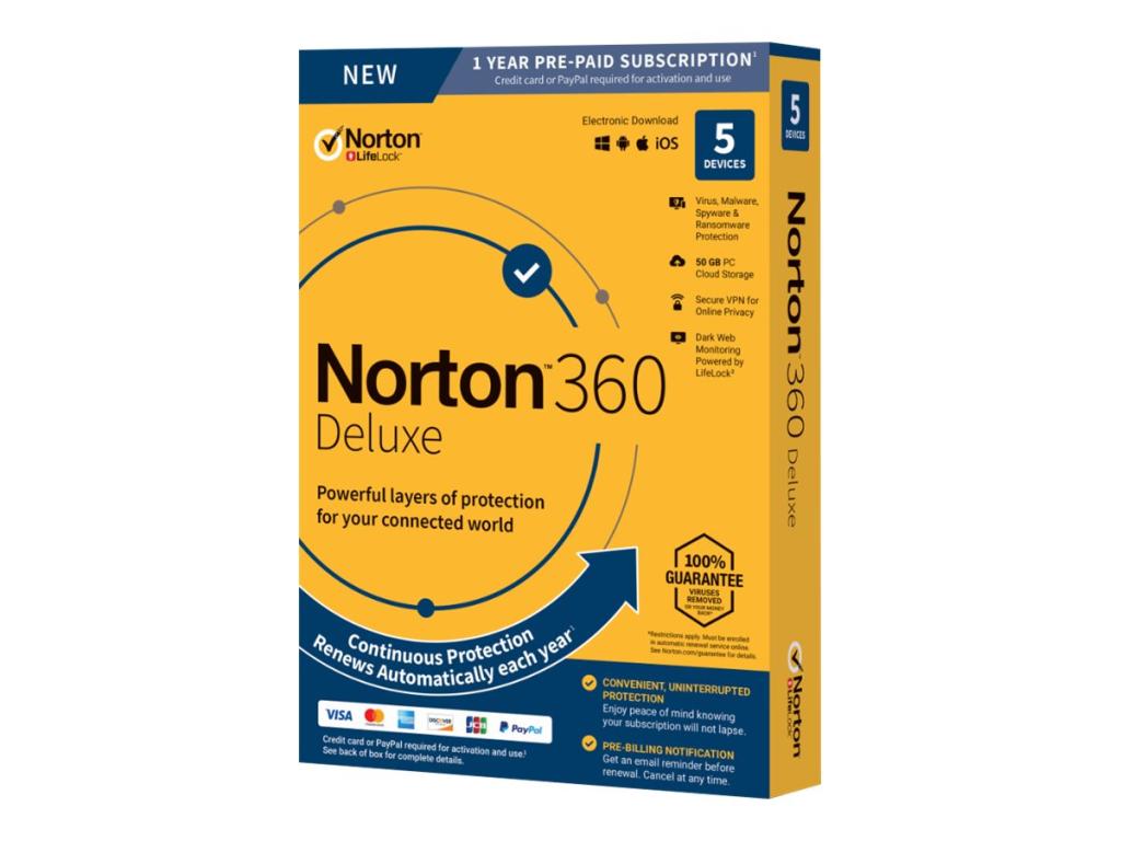 Image SYMANTEC NORTON 360 DELUXE 50GB GE 1 USER 5 DEVICE 12MO GENERIC MM