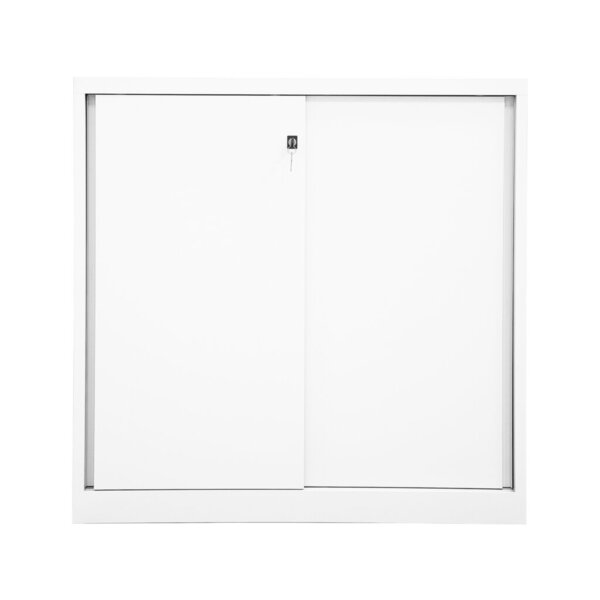 Image Schiebetürenschrank ECO, 2 Fachböden 3 Ordnerhöhen, verkehrsweiß