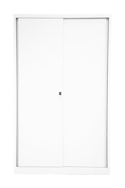 Image Schiebetürenschrank ECO, 3 Fachböden 4 Ordnerhöhen, verkehrsweiß