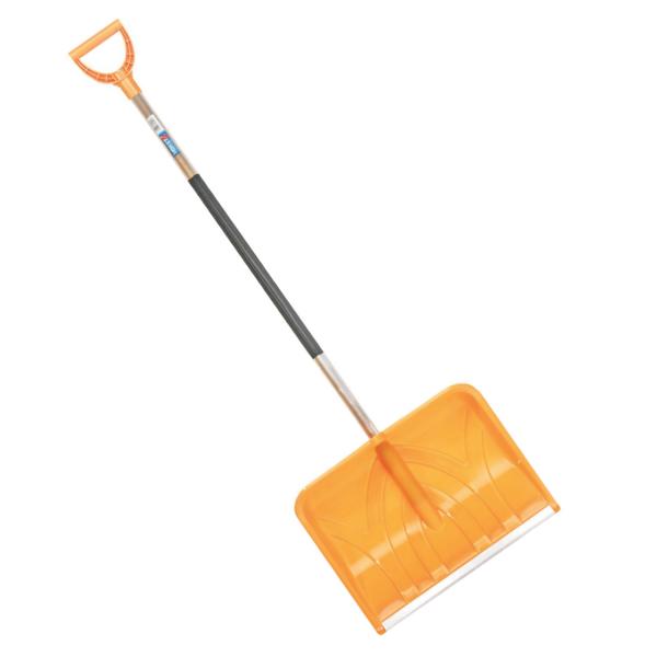 Image Schneeschieber 50 cm breit "Horst"orange mit Alukante | mit Alustiel Gesamthöhe 1,50 m, inklusive ergonomischen Kunststoffgriff