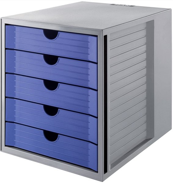 Image Schrankset KARMA grau/öko-blau A4 5 Schübe geschlossen