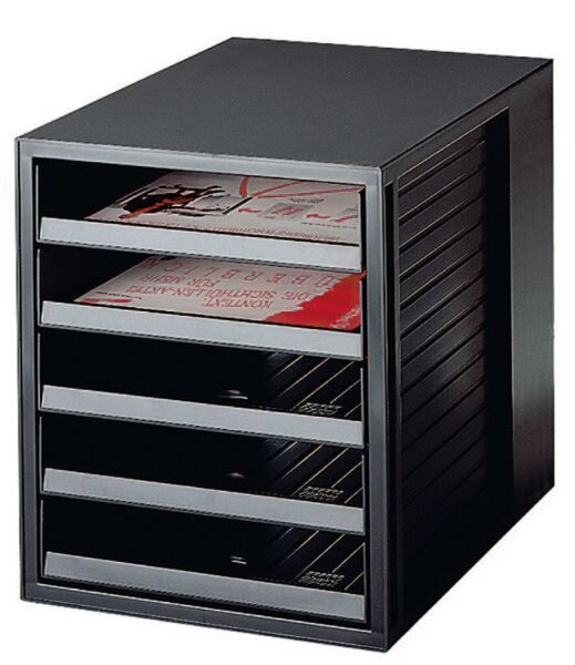 Image Schrankset schwarz/schwarz A4 5 Schübe offen
