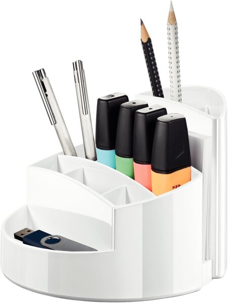 Image Schreibtisch-Köcher Rondo weiß 9 Fächer, 140x140x109mm, Kunststoff