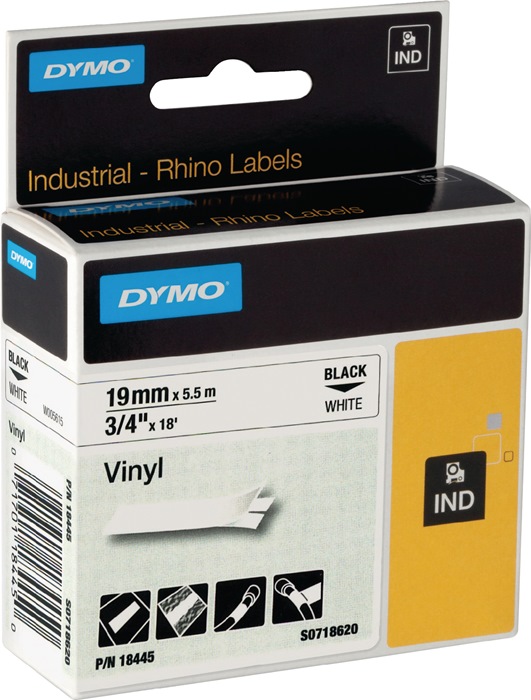Image Schriftband Band-B.19mm Band-L.5,5m Vinylband schwarz auf weiß DYMO
