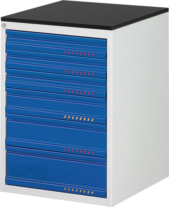 Image Schubladenschrank BK 650 H820xB580xT650mm grau/blau Einfachauszug PROMAT