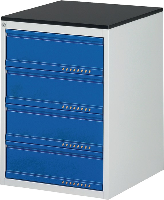 Image Schubladenschrank BK 650 H820xB580xT650mm grau/blau 4Schubl.Einfachauszug PROMAT