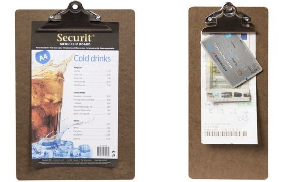 Image Securit Speisekarten-Klemmbrett, DI N A4, aus Holz, braun (70020169)