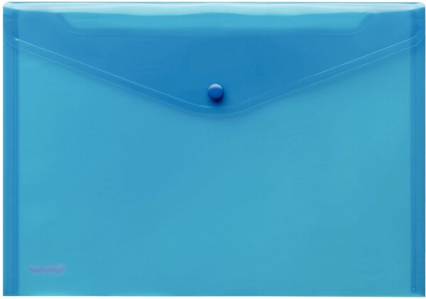 Image Sichttasche A4 quer, blau trans- parent, mit Druckknopf,