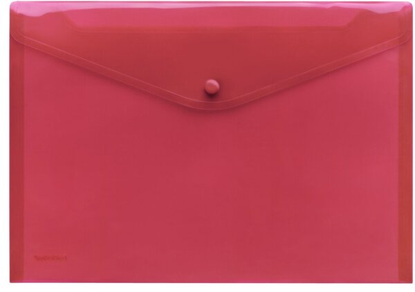 Image Sichttasche A4 quer, rot trans- parent, mit Druckknopf,