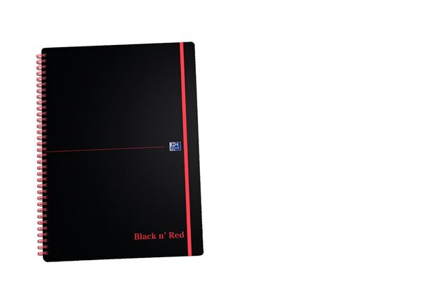 Image Spiralbuch A4, 70 Blatt, kariert mit roter Doppelspirale, schwarz,