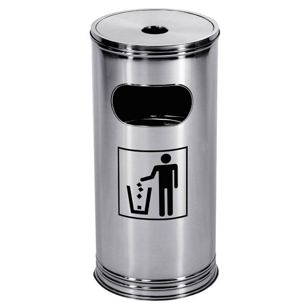 Image Standaschenbecher Edelstahl silber mit Einsatz, Höhe 60 cm herausnehmbarer Inneneimer aus Eisenblech