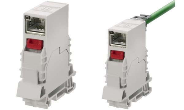 Image TELEGÄRTNER STX Tragschienen Verbinder inkl. RJ45 Kupplung Kat.6, IP20 Schutzkl