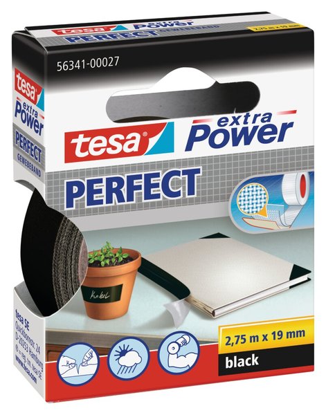 Image TESA Gewebeklebeband TESA tesa® Extra Power Schwarz (L x B) 2.75 m x 19 mm Kaut