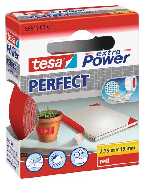 Image TESA Gewebeklebeband tesa tesa® Extra Power Rot (L x B) 2.75 m x 19 mm Kautschu