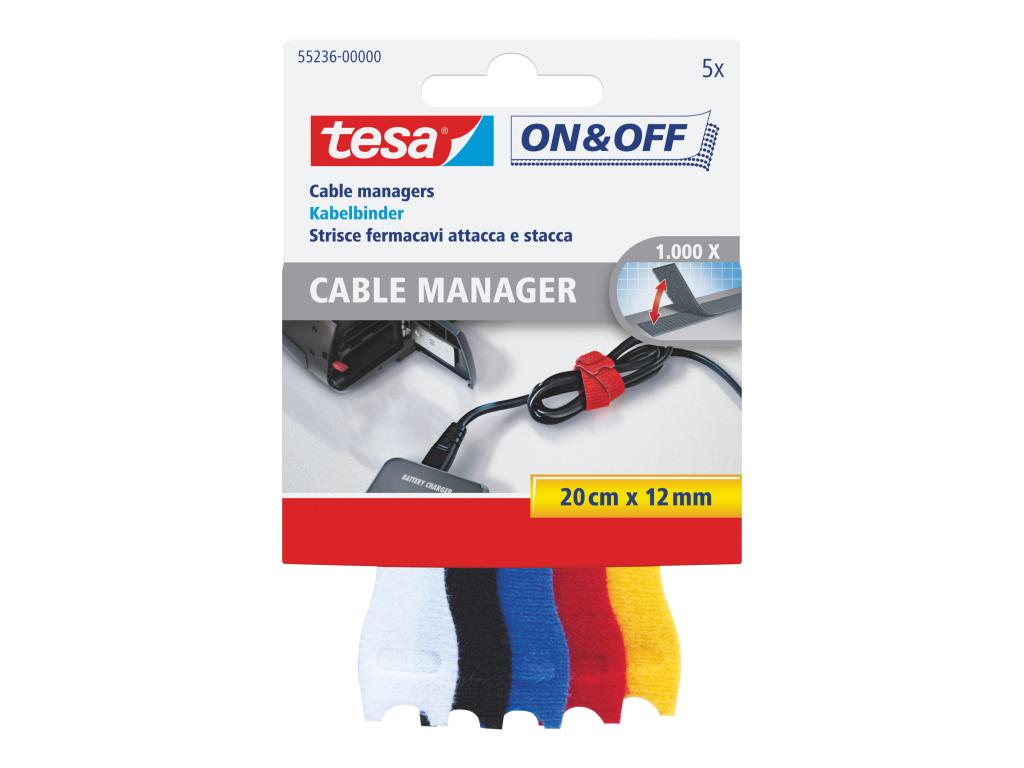 Image TESA Kabelbinder Cable Manager Universal, schwarz 10 mm x 5,0 m, wiederverwendb