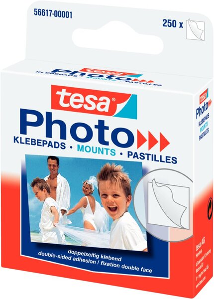 Image TESA Photo Foto-Klebepads, weiß, beidseitig klebend mit Abziehlasche, im prakti