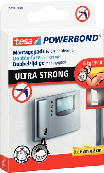 Image TESA Powerbond Montage-Klebepads, 20 mm x 60 mm kein Bohren, keine beschädigten