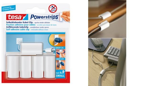 Image TESA Powerstrips Kabel-Clip, weiss, 5 Stück