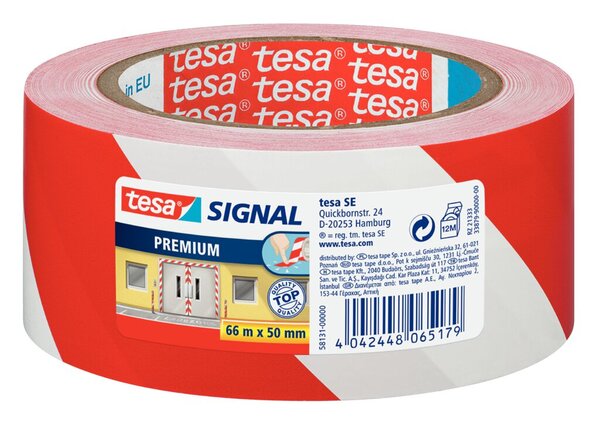 Image TESA Signal Markierungs- und Warnklebeband rot/weiß